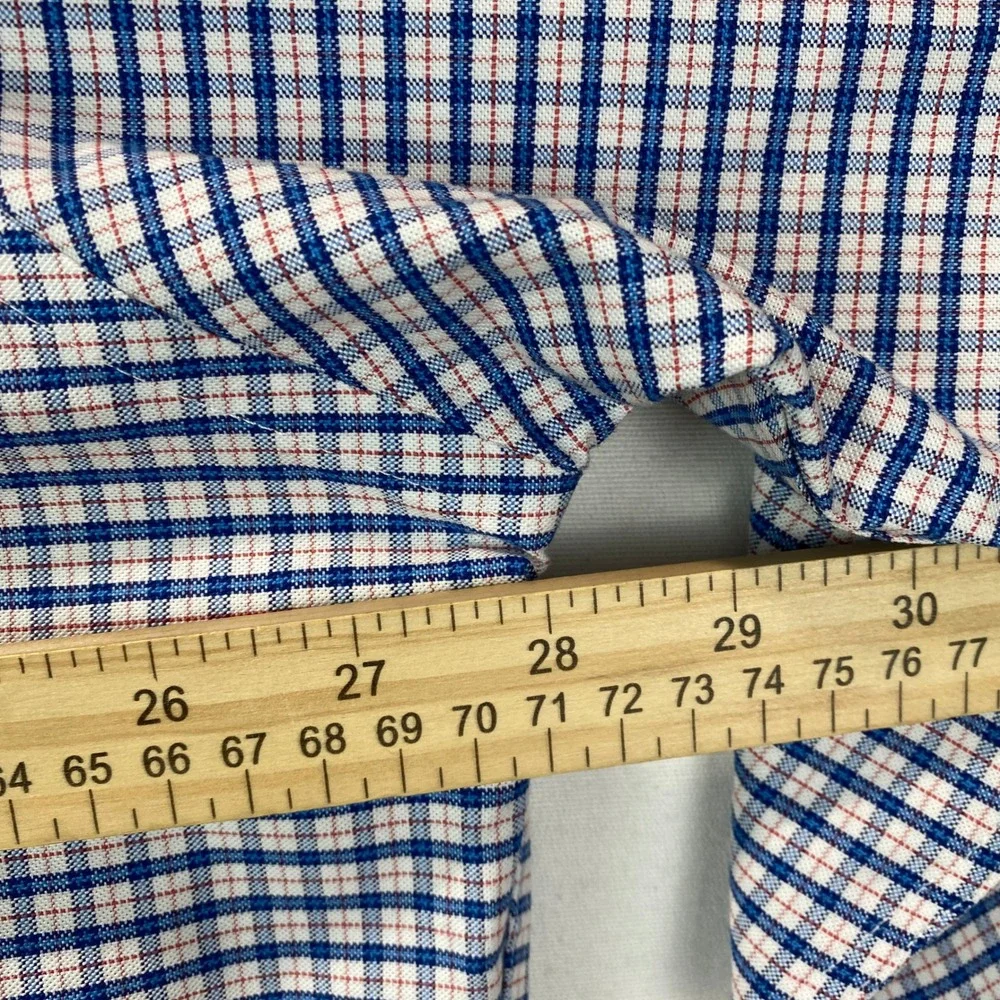 Brooks Brothers Regent Fit Mens XXL Blue Red Tattersall Non-Iron Stretch Shirt